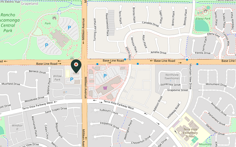 Map showing the location of Aibetos Fresh Mexican Food in Rancho Cucamonga, California