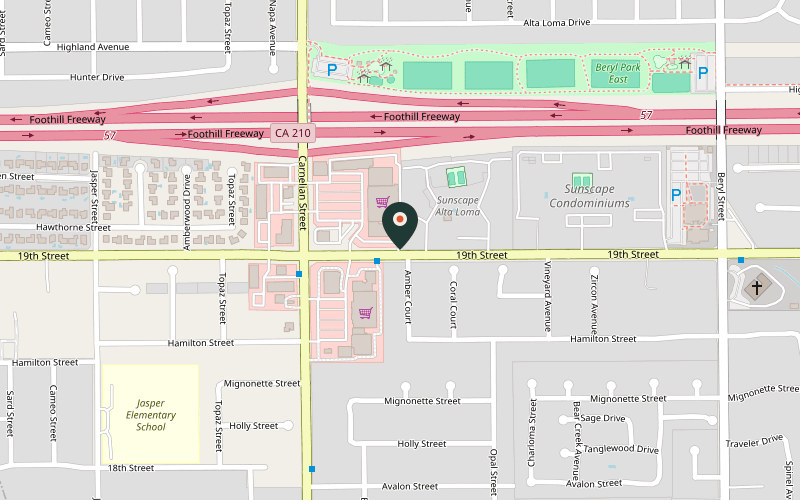 Map showing the location of AnTeRa Indian Kitchen in Rancho Cucamonga, California