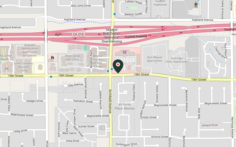 Map showing the location of Bamboo Garden in Rancho Cucamonga, California