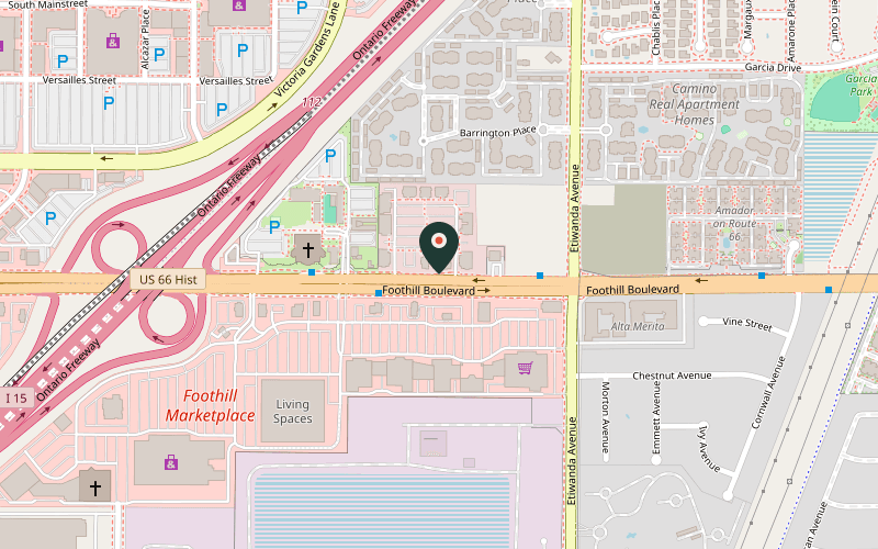 Map showing the location of Biest Italian Kitchen in Rancho Cucamonga, California