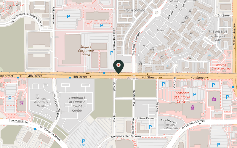 Map showing the location of BJ's Restaurant & Brewhouse at 11520 Fourth St, Rancho Cucamonga