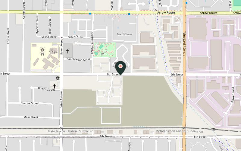 Map showing the location of Cask 'n Cleaver at 8689 9th St, Rancho Cucamonga