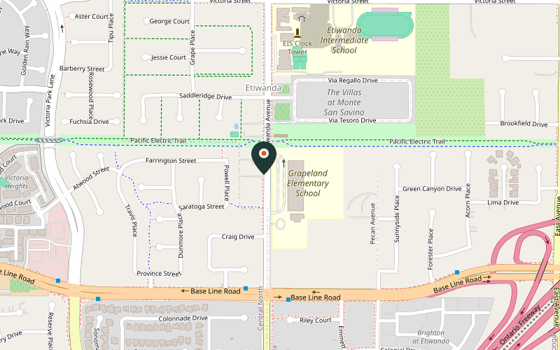 Map showing the location of Chaffey-Garcia House at 7150 Etiwanda Ave, Rancho Cucamonga