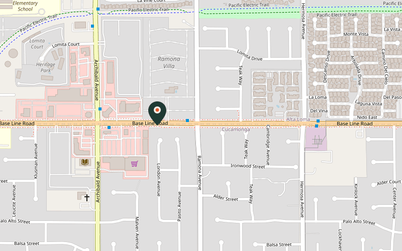 Map showing the location of China pepper in Rancho Cucamonga, California