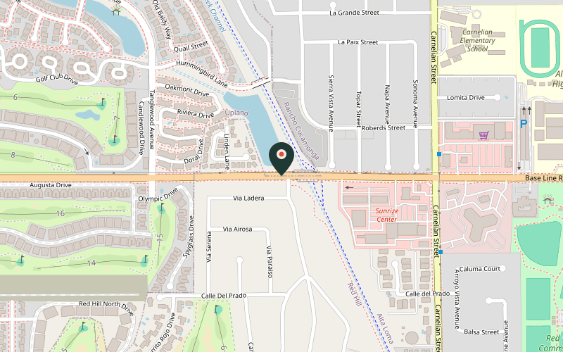 Map showing the location of Country Kitchen Restaurant in Rancho Cucamonga, California