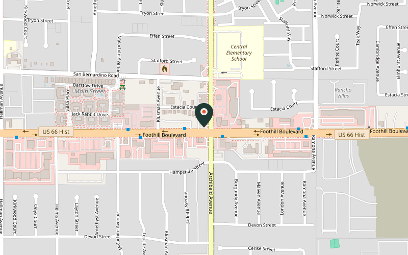 Map showing the location of Cucamonga Service Station & Route 66 Museum