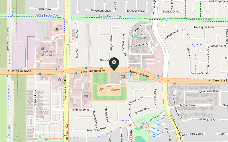 Map showing the location of d'Ellena Winery & Vineyard in Rancho Cucamonga, California