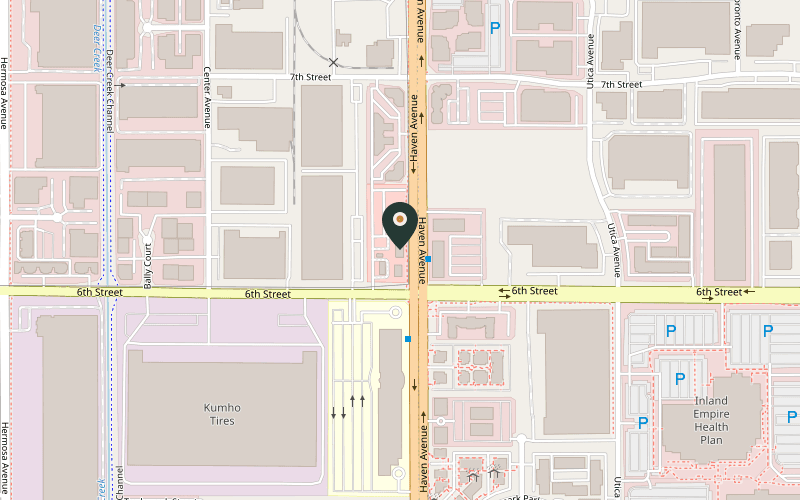 Map showing the location of El Ranchero Restaurant in Rancho Cucamonga, California