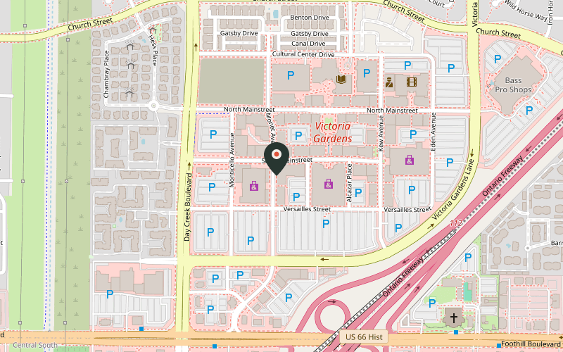 Map showing the location of Fleming's Prime Steakhouse & Wine Bar at 7905 Monet Ave, Rancho Cucamonga