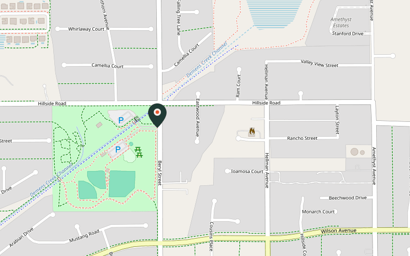 Map showing the location of Heritage Community Park at 5546 Beryl St, Rancho Cucamonga