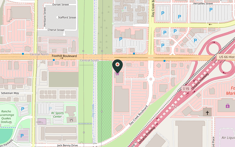 Map showing the location of Hua Kee BBQ in Rancho Cucamonga, California