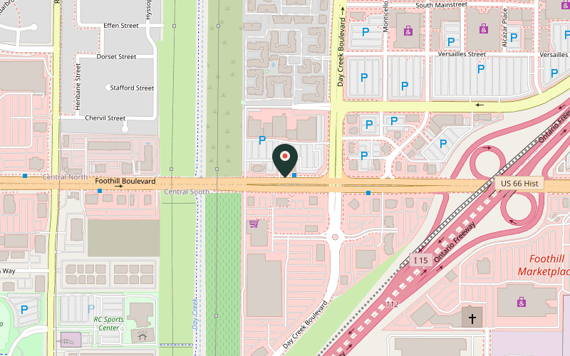 Map showing the location of Los Amores de Julia in Rancho Cucamonga, California