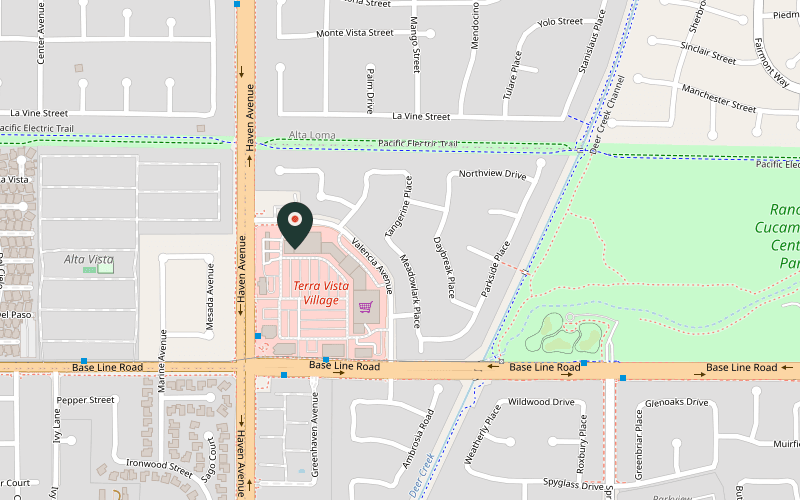 Map showing the location of Lucky Dumpling in Rancho Cucamonga, California