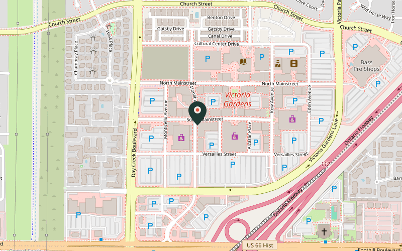 Map showing the location of Luna Modern Mexican Kitchen at 7881 Monet Ave, Rancho Cucamonga