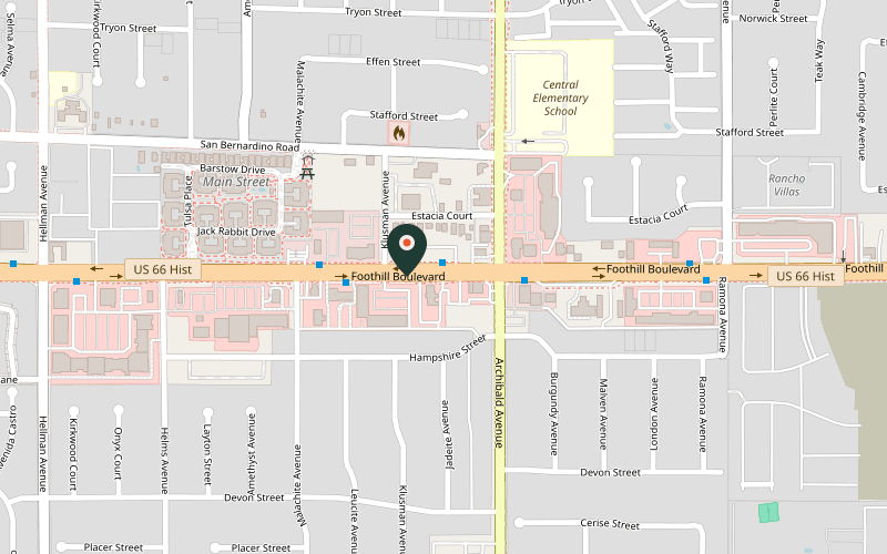 Map showing the location of My NY Sports Pizza in Rancho Cucamonga, California
