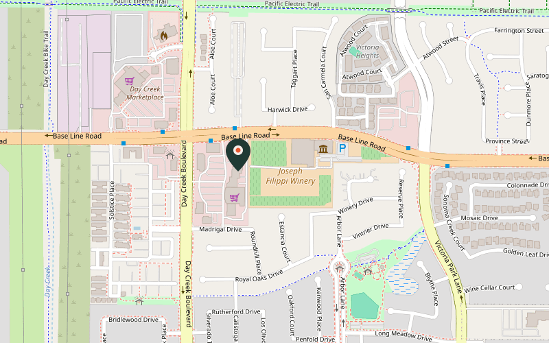 Map showing the location of O-Dai-Ba Japanese Grill in Rancho Cucamonga, California