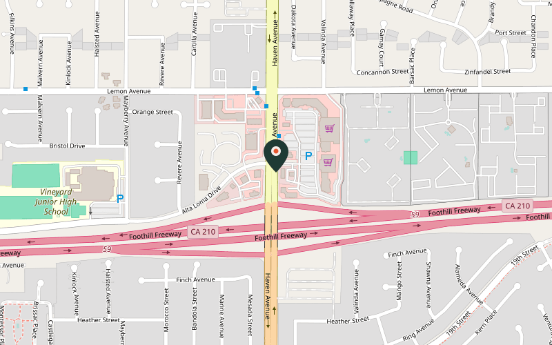 Map showing the location of Ozen in Rancho Cucamonga, California