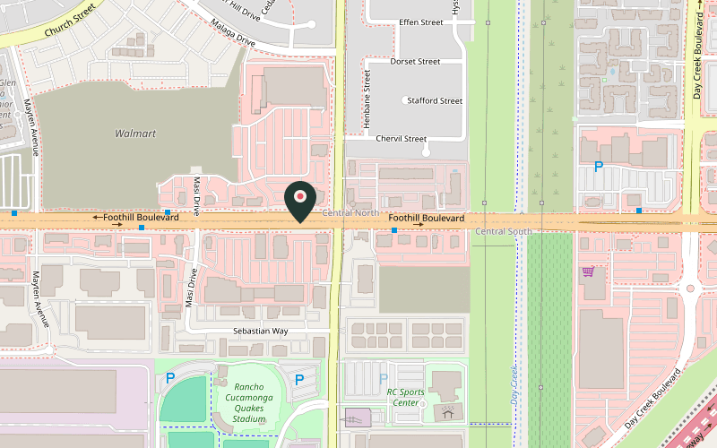 Map showing the location of Papa Zhang’s BBQ & Hot Pot in Rancho Cucamonga, California