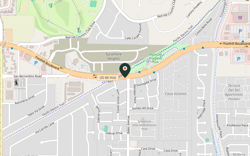 Map showing the location of Route 66 Trailhead Park