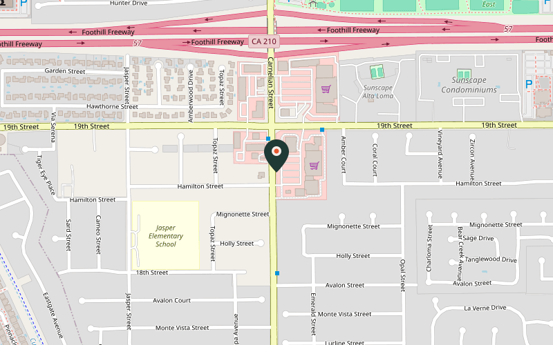 Map showing the location of Sal's Pizza in Rancho Cucamonga, California