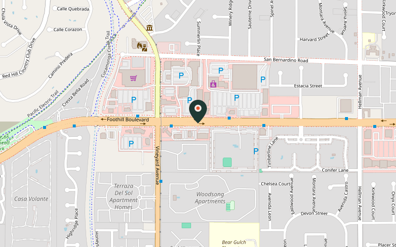 Map showing the location of Senor Baja (Foothill & Vineyard) in Rancho Cucamonga, California