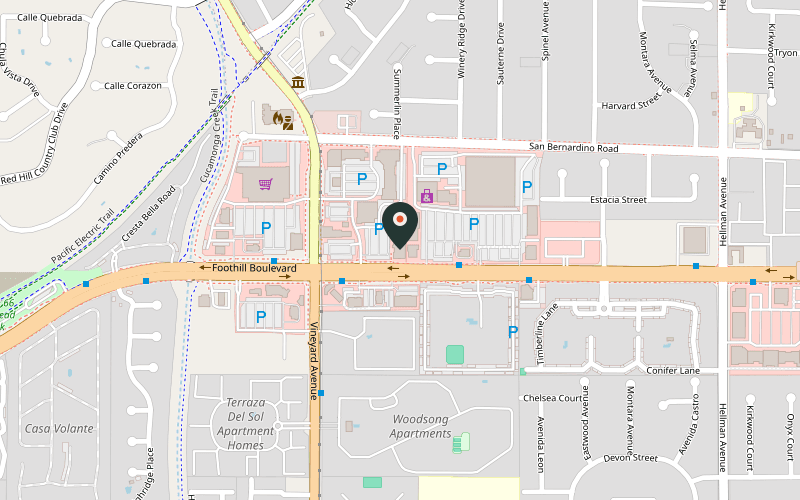 Map showing the location of Soup 'n Fresh in Rancho Cucamonga, California