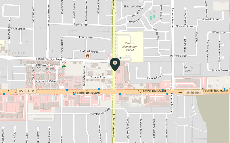 Map showing the location of Tai Pan House in Rancho Cucamonga, California