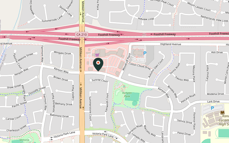 Map showing the location of The Parlor Pizzeria in Rancho Cucamonga, California