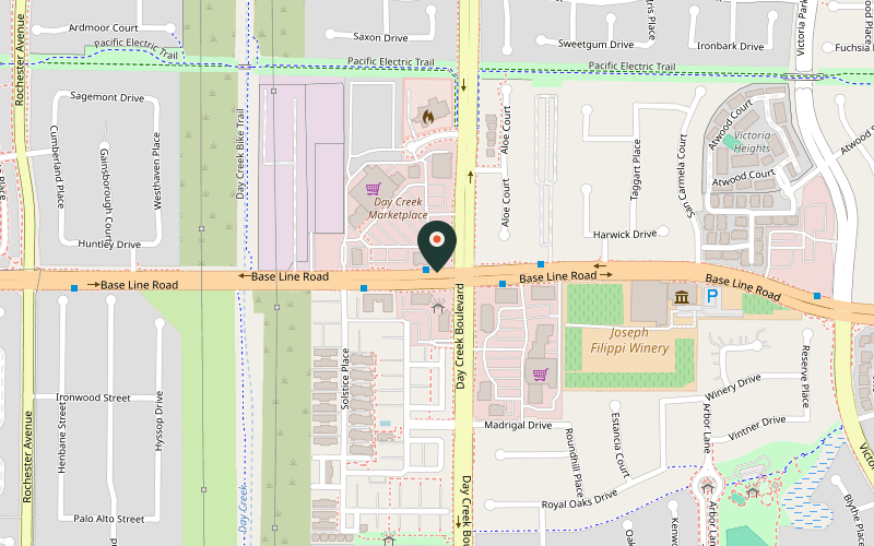 Map showing the location of Wings and Rings in Rancho Cucamonga, California