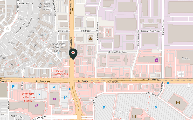 Map showing the location of Zendejas Mexican Restaurant & Bar in Rancho Cucamonga, California